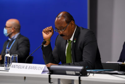 苏格兰联合国气候谈判，安提瓜和巴布达总理（Antigua和Barbuda）总理威胁到了气候变化。