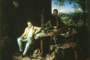 亚历山大·冯·洪堡和法国植物学家艾美·邦普兰在亚马逊雨林。