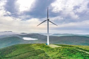 风力涡轮机在苏格兰的设得兰群岛去年9月风的干旱。