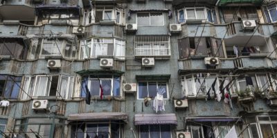 中国一栋住宅建筑的空调。