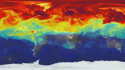 用计算机模拟二氧化碳在大气中的运动。