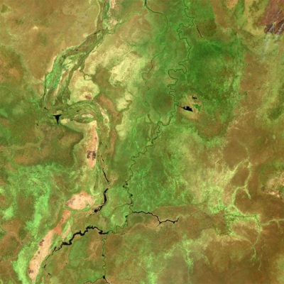 A satellite view of the Sudd wetland in South Sudan, where rising temperatures are resulting in a spike in methane emissions.