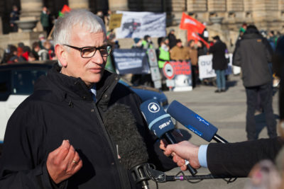 4月在莱比锡的反柴油抗议活动中JürgenResch。