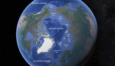 北冰洋，及其与太平洋和大西洋的联系。