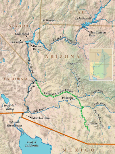 亚利桑那州中央项目延伸336英里，从科罗拉多河从科罗拉多河到亚利桑那州南部的社区提供水。
