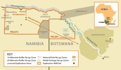Reconafrica的石油开发许可证涵盖了纳米比亚和博茨瓦纳的13,250平方英里区域。