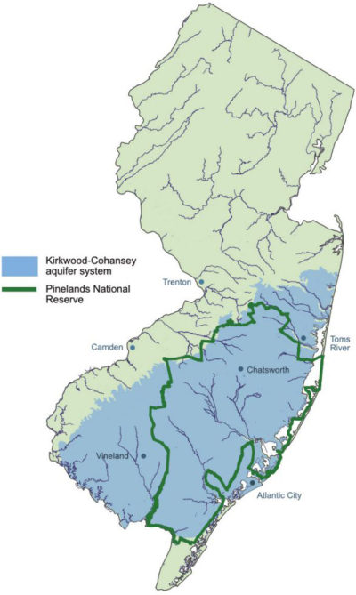 Kirkwood-Cohansey含水层占新泽西州近三分之一。