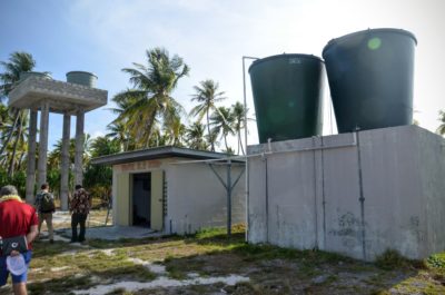 马绍尔群岛的水箱，是绿色气候基金建设抗旱能力项目的一部分。