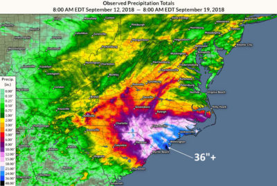 上个月北卡罗来纳州北卡罗来纳州北卡罗来纳州飓风雨水下降了3英尺的雨水。