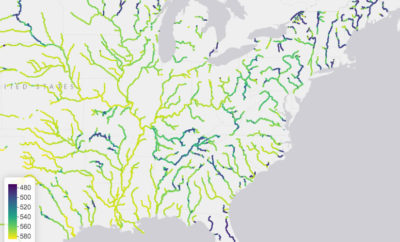 科学家们创造了一个互动地图，追踪近几十年来的U.S.河流已经改变了颜色。