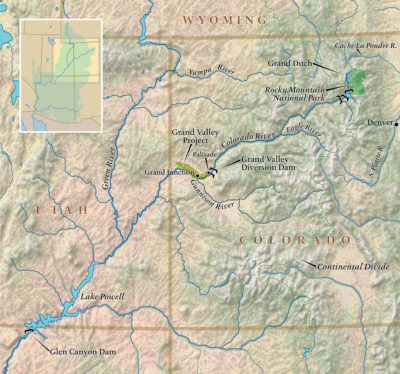 伟谷,科罗拉多州西部的主要农业区域,取决于从科罗拉多河的水。