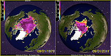 最低北极夏季海冰1979 2011