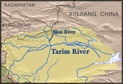 塔里木河流域的中国地图